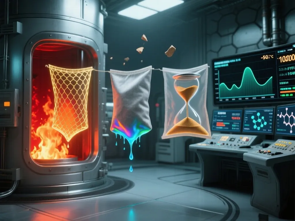 Durability test of filter bags under extreme heat and cold conditions.