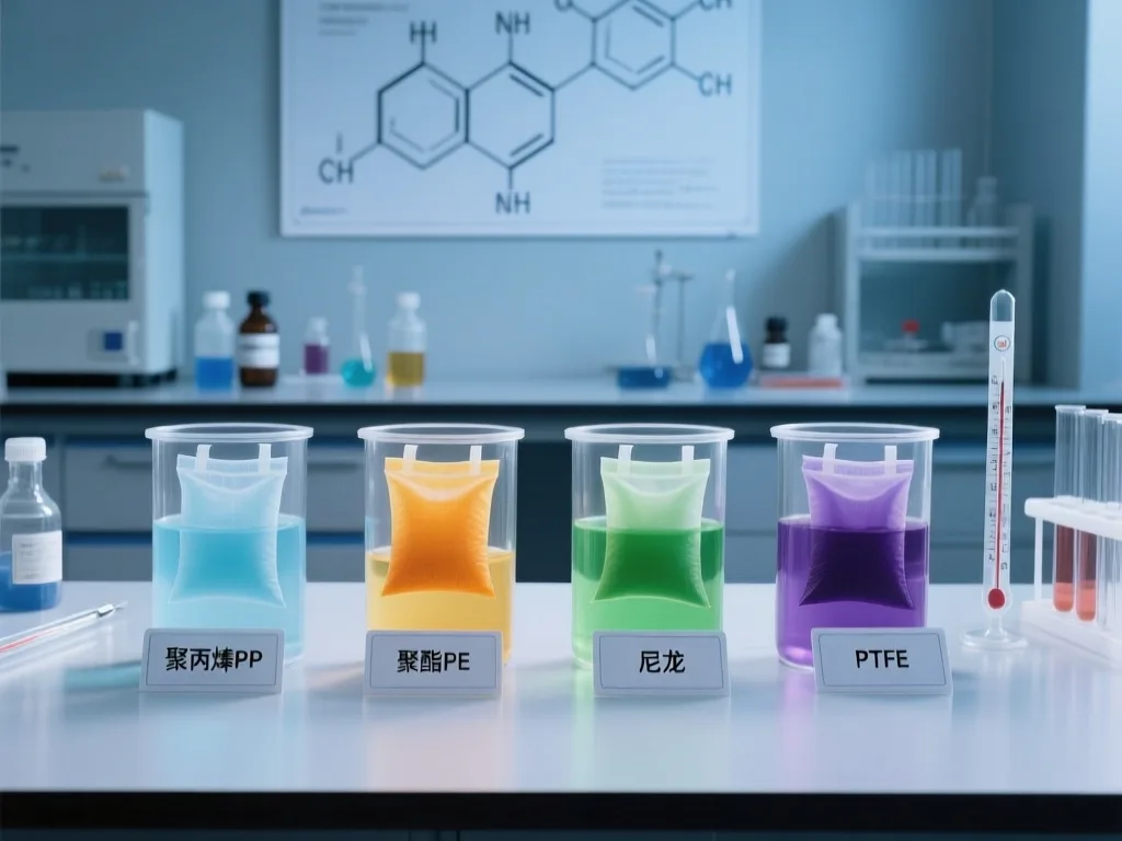 Close-up of high-quality liquid filtration bags material with fine mesh structure.