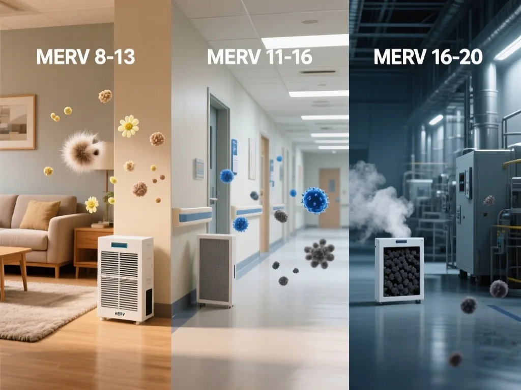 Comparison of air filters with different MERV ratings