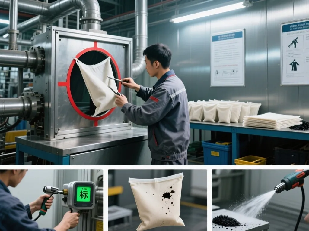 Quality check process for filter bags to prevent unexpected failures.