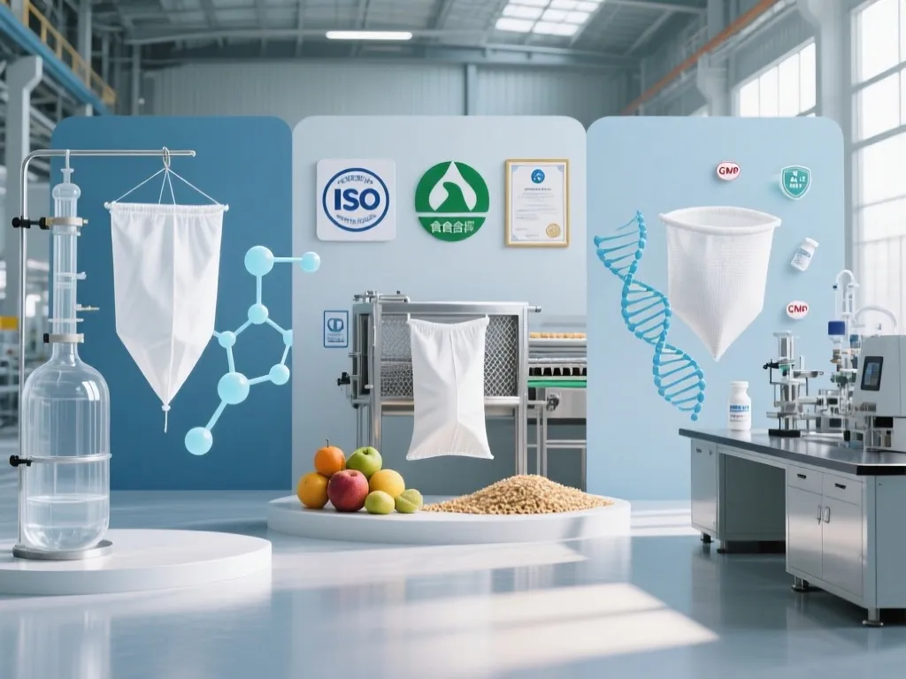 Industrial filter bags in various applications and testing environments