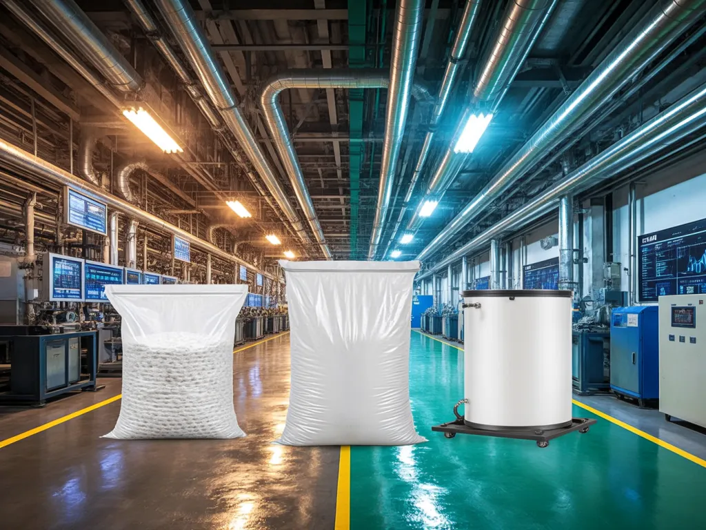 Large capacity filter sacks in industrial plant environment