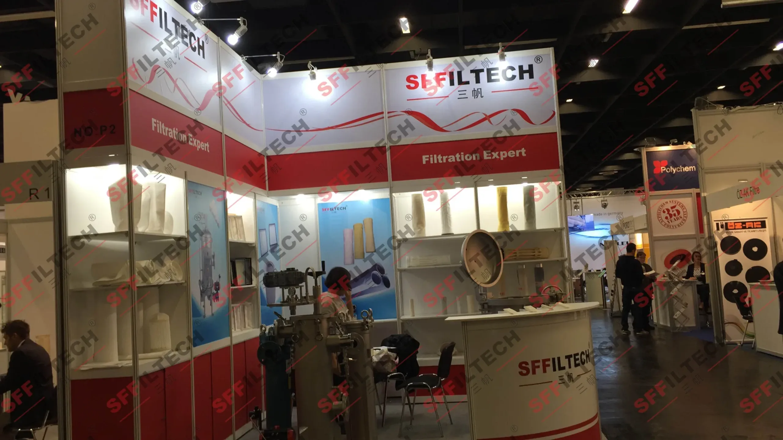 Industrial filtration equipment in use