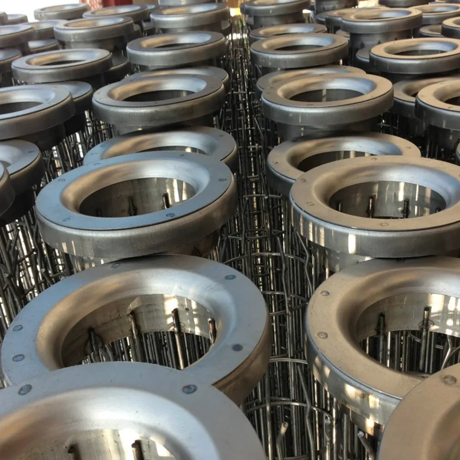Component of industrial filter system in action