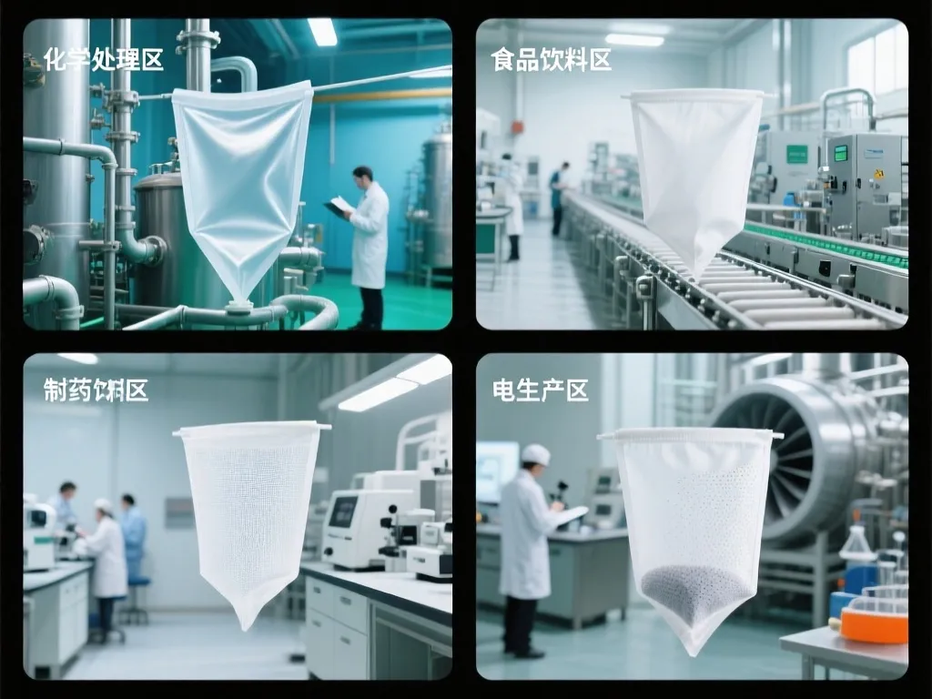 Custom filter bags in chemical, food, pharmaceutical, and electronic industries