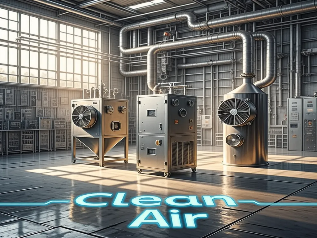 Industrial machines for clean air in factories.
