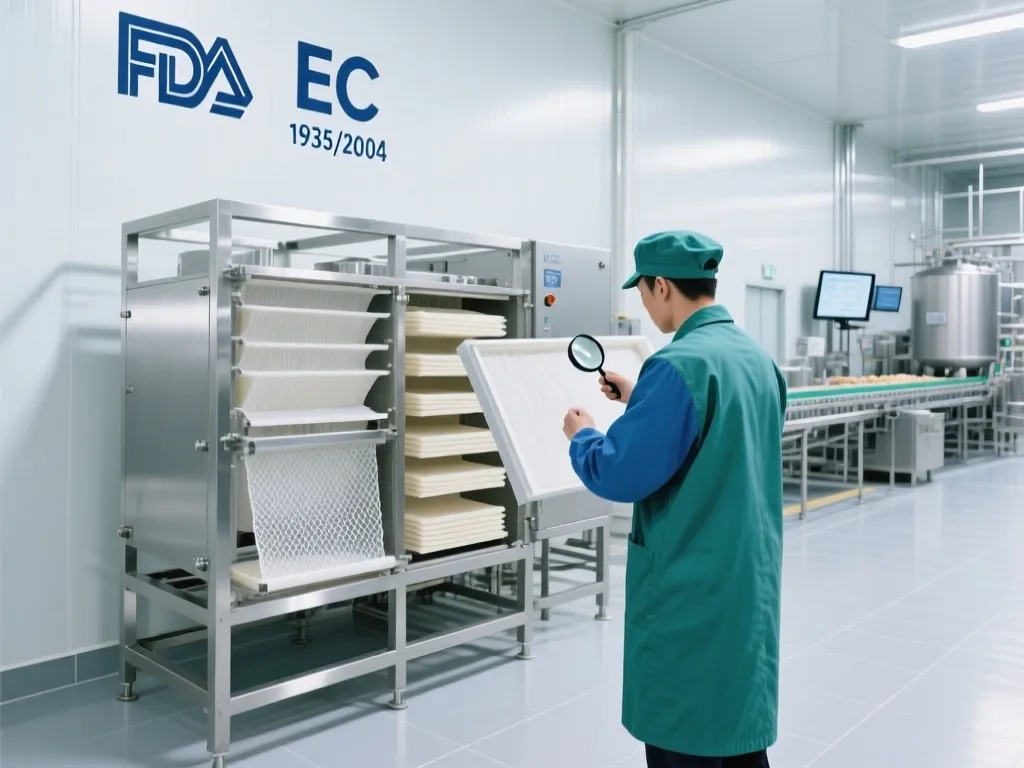 Quality control inspection of industrial filter bags in a clean room