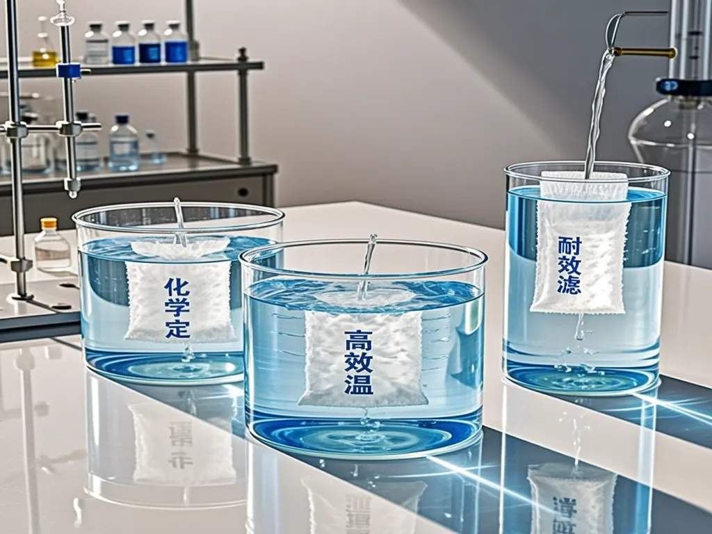 Demonstration of filtration bags for water in beakers