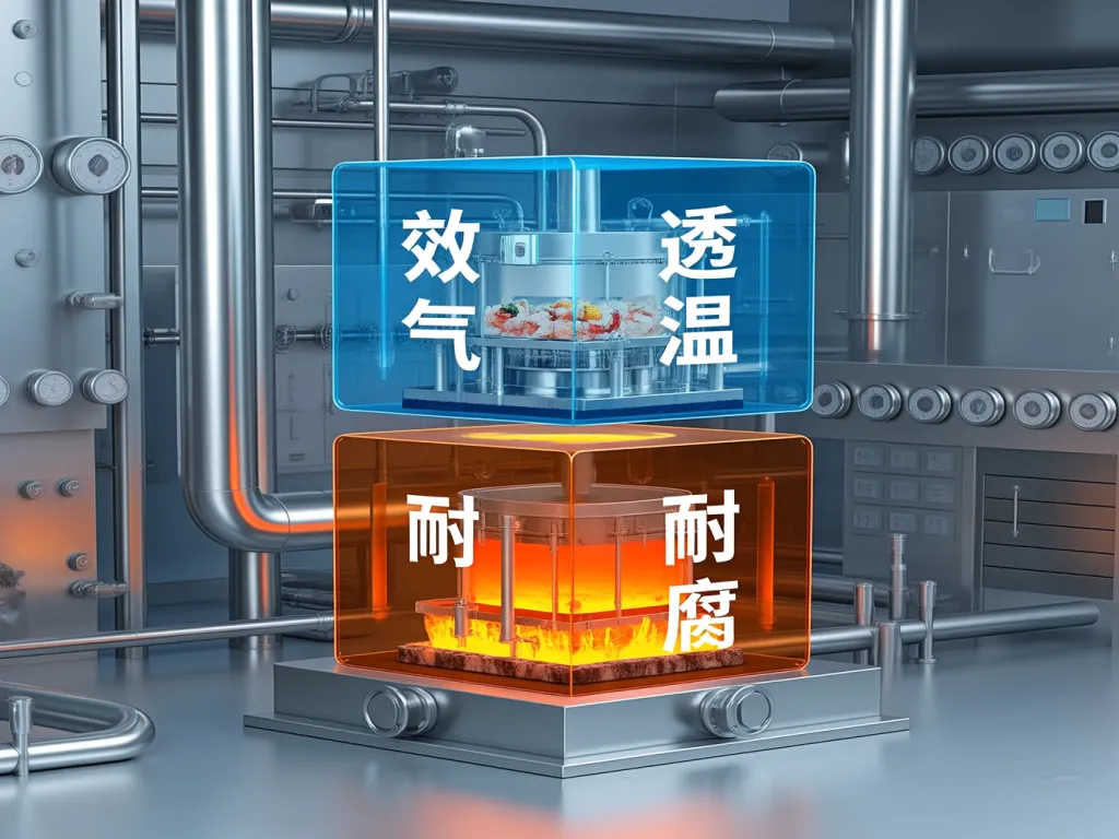 Illustration of filtration bag material properties: efficiency, temperature resistance, and corrosion resistance