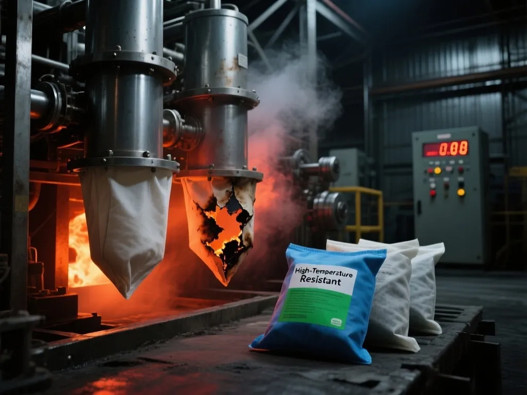 Filter bags failing in high heat environment with flames and smoke.