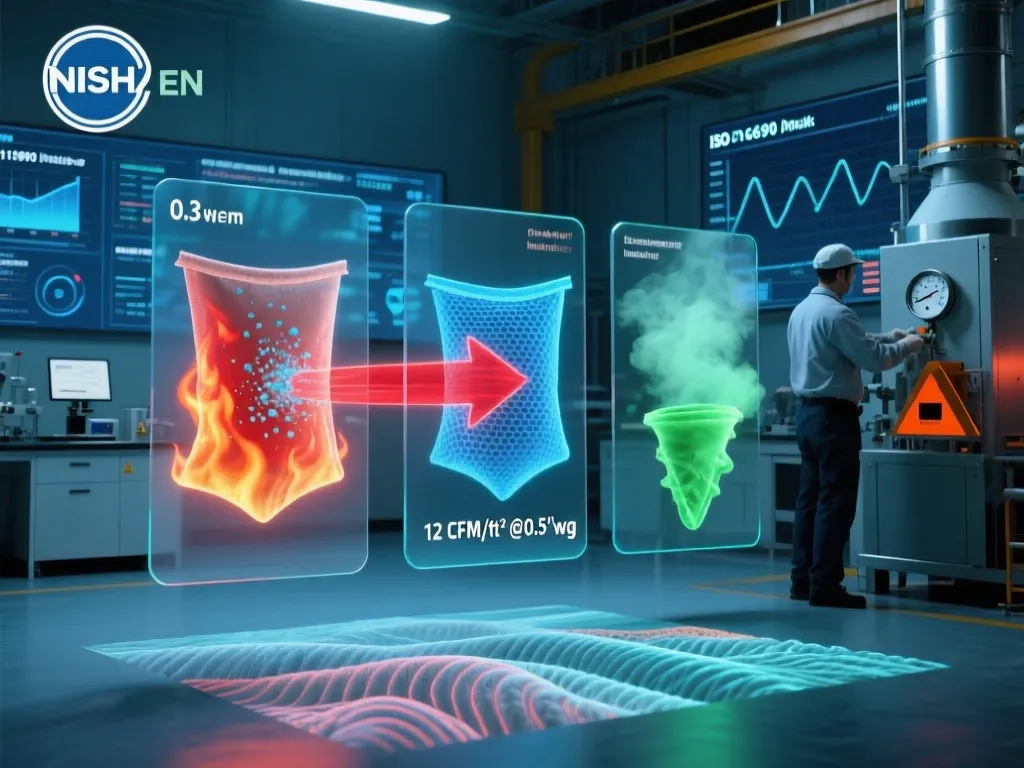 Visual representation of filter bag performance metrics in an industrial lab.
